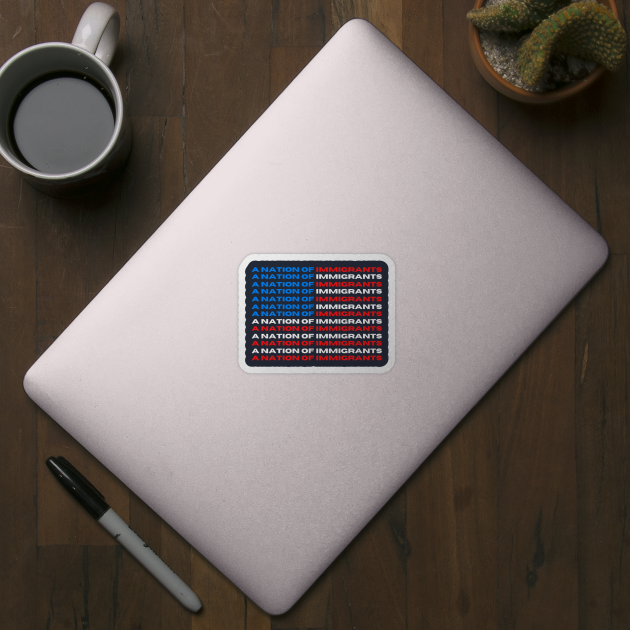 A Nation of Immigrants Red, White, and Blue US Flag by TJWDraws